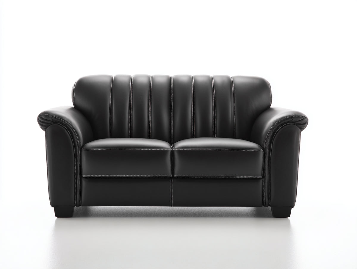 Sofás 2 plazas de cuero sintético 170x90x92 cm - negro - diseño clásico con respaldo acolchado para salón