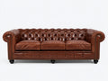 3 Sitzer Sofa 240x90x80 cm - Kunstleder in Braun - Chesterfield Stil für Wohnzimmer