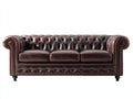 Sofás 3 plazas de cuero 230x94x80 cm - marrón oscuro - diseño clásico para salón