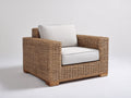 Polyrattan Gartensessel 90x84x82 cm - Naturbraun-Cremeweiß - Breiter Loungesessel mit gepolsterter Sitzfläche