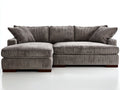 Sofás de esquina tela de pana 270 x 180 x 85 cm - Gris topo y marrón - Diseño moderno con extensión de descanso