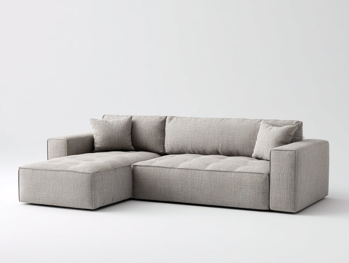 Sofá de esquina de 3 plazas tapizado en tejido 290 x 175 x 82 cm - beige claro - zona de descanso extendida para salón - diseño moderno de perfil bajo