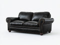 Sofás lineales tapizados 190x90x82 cm - efecto piel negro - brazos enrollados clásicos