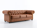 3 Sitzer Sofa Echtleder 230x90x75 cm Braun Chesterfield Stil gepolstert klassisches Design Wohnzimmer Sofa