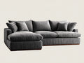 Sofás de esquina de pana acanalada 310x170x86 cm - gris oscuro - diseño amplio con módulo de descanso