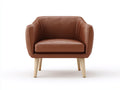 Sessel Bezug in Lederoptik 78x74x78 cm - Braun - Gepolsterter Loungesessel mit Holzfüßen