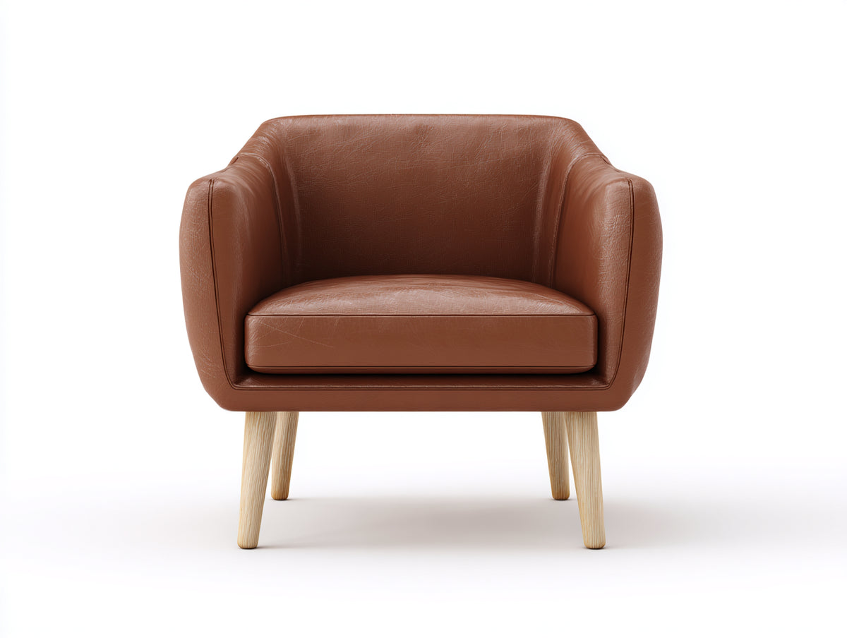 Sessel Bezug in Lederoptik 78x74x78 cm - Braun - Gepolsterter Loungesessel mit Holzfüßen