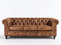 3 Sitzer Sofa 230x90x75 cm - Kunstleder in Braun - Chesterfield Stil für Wohnzimmer