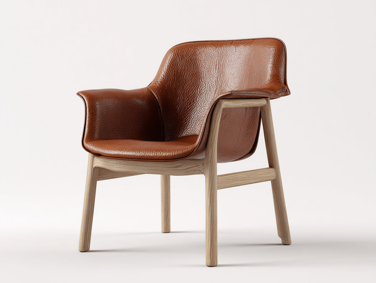 Sessel 75x80x85 cm - Kunstleder in Braun mit Holzgestell - modernes Wohnzimmer Design