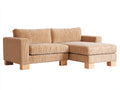 Sofás de esquina de pana 240x160x88 cm - Marrón claro - Chaise longue integrada - Patas de madera