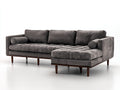 Sofá de esquina de 4 plazas tapizado en pana 300 x 175 x 88 cm - gris oscuro - asiento acolchado con chaise longue y patas de madera para salón - diseño moderno