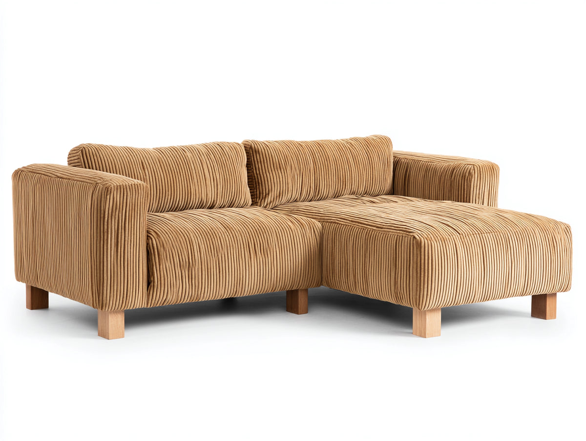 Sofás de esquina tapizado 250x165x86 cm - marrón claro - diseño moderno con chaise longue