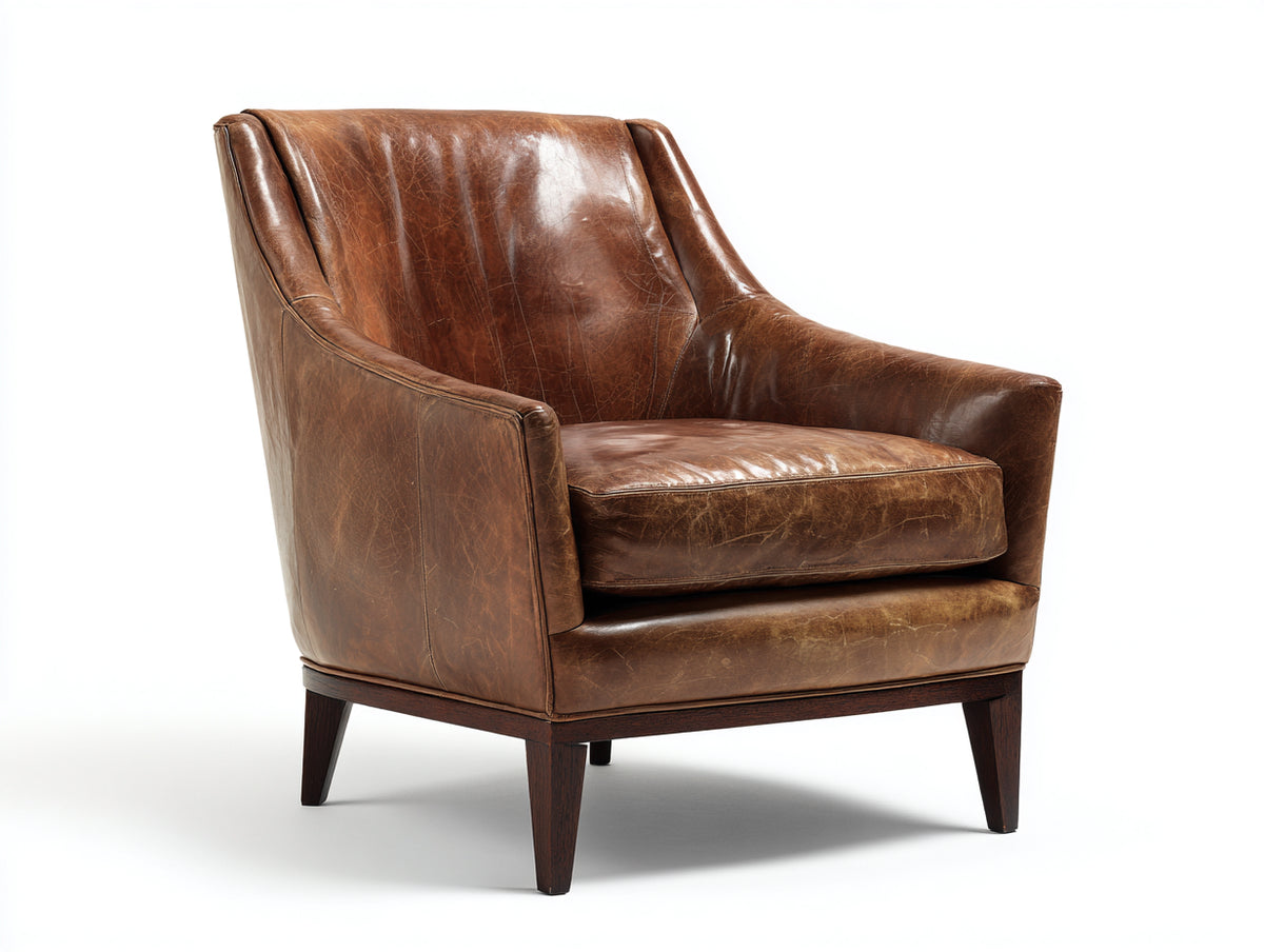 Sillones tapizados 82x88x92 cm - Coñac y madera oscura - Diseño clásico con asiento acolchado