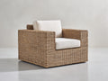 Polyrattan Gartensessel 75 x 75 x 70 cm Braun Weiß Komfortabler Outdoor Sessel mit Armlehnen