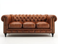 3 Sitzer Sofas Leder 220x95x78 cm - Cognacbraun - Chesterfield Stil mit Knopfheftung