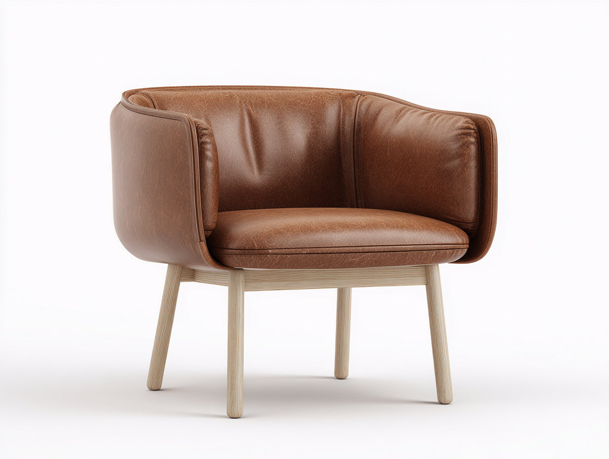 Sessel Kunstleder Holzgestell 74 x 68 x 78 cm Braun Modernes Design mit Armlehnen