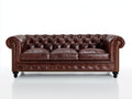 3 Sitzer Sofa Chesterfield Sofa Kunstleder 250 x 90 x 75 cm Braun Klassisches Design für Wohnzimmer