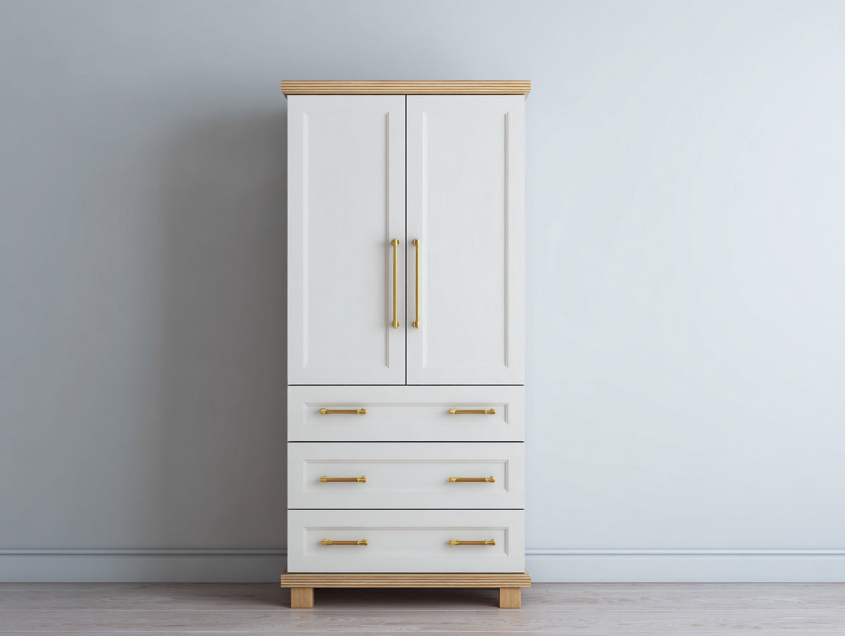 Kleiderschrank 80x40x180 cm - Holzwerkstoff weiß und Holzoptik - klassischer Stauraumschrank