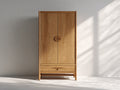 Kleiderschrank Holz 90x45x180 cm - Naturbraun - Zweitüriger Schrank mit Schublade