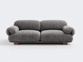 Sofás lineales tejido texturizado 218x92x72 cm - Gris jaspeado y nogal - diseño de brazos redondeados para salón