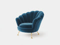Sessel Samt 85x80x85 cm - Blau - Moderner Cocktailsessel mit geschwungener Rückenlehne