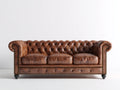 3 Sitzer Sofa Echtleder 230x90x75 cm Braun Chesterfield Stil gepolstert klassisches Wohnzimmer Sofa