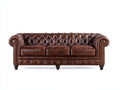 3 Sitzer Sofa Lederoptik 240x95x80 cm - Dunkelbraun - Chesterfield Stil mit Knopfheftung