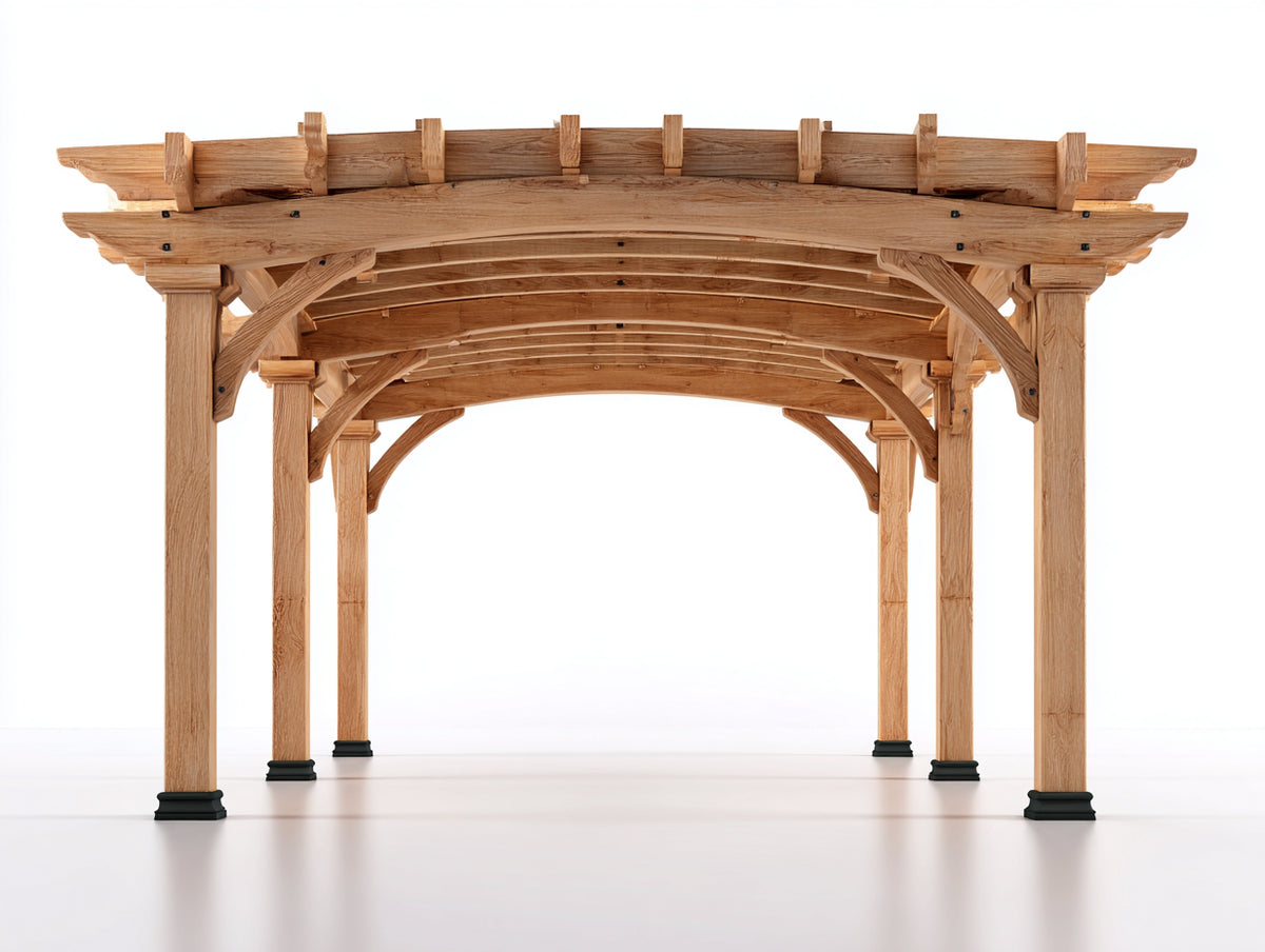 Sonnenschutz Holz 400x300x250 cm - Naturbraun - Freistehende Pergola mit offenem Lamellendach