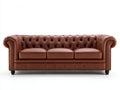 3 Sitzer Sofa Lederoptik 230x90x75 cm - Braun - Chesterfield Design mit gepolsterter Rückenlehne