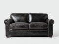Sofás lineales cuero sintético envejecido 170x88x82 cm - Negro antiguo - diseño clásico de dos plazas