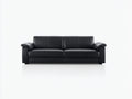 Sofás lineales tapizados 230x92x78 cm - efecto piel negro - brazos acolchados