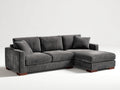 Sofás de esquina en L tapizados en pana 285x170x88 cm gris oscuro estilo moderno para salón