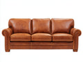 3 Sitzer Sofa Lederoptik 220x90x85 cm - Braun - Klassisches Design mit gepolsterter Rückenlehne