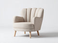 Sessel Stoff 80x85x100 cm Beige gepolstert moderner Ohrensessel mit Holzbeinen für Wohnzimmer