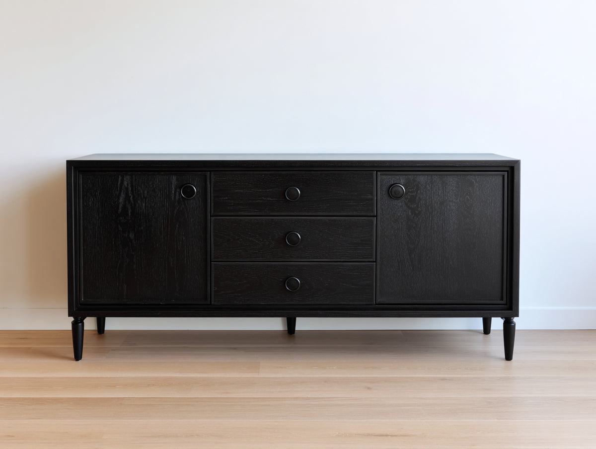 Mueble recibidor de madera 160 x 40 x 80 cm - negro - aparador recibidor con 2 puertas 3 cajones y patas elevadas de diseño moderno