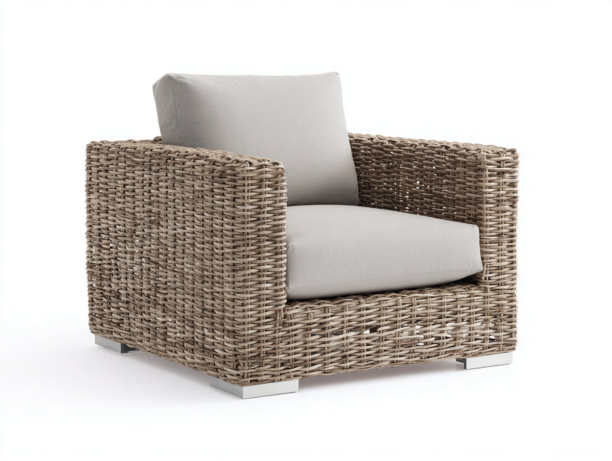 Sillones de ratán 96x89x81 cm - marrón grisáceo-beige - diseño contemporáneo con reposabrazos para terraza y jardín