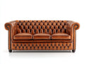3 Sitzer Sofa 220x85x75 cm - Kunstleder in Braun - Chesterfield Design für Wohnzimmer