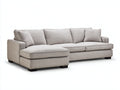 Sofás de esquina de tela texturizada 260x165x85 cm - beige grisáceo - diseño moderno con chaise longue