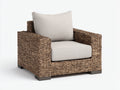 Polyrattan Gartensessel 85x80x75 cm Dunkelbraun mit Geflecht gepolsterter Sitzfläche moderner Outdoor Sessel Gartenstuhl