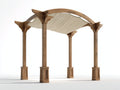 Sonnenschutz Pergola Holz 400x300x250 cm Beige mit Stoffdach freistehende Gartenüberdachung moderner Stil