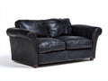 Sofás lineales de 2 plazas tapizado en polipiel negra envejecida 185 x 88 x 82 cm - estilo clásico con brazos enrollados
