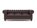 3 Sitzer Sofas Leder 230x98x79 cm - Dunkelbraun - Chesterfield Stil mit Knopfheftung