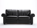 Sofás 2 plazas - tapizado efecto cuero 195 x 94 x 90 cm - negro - diseño clásico con reposabrazos redondeados