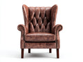 Sessel Echtleder 85x85x110 cm Braun Chesterfield Stil gepolstert klassischer Ohrensessel Wohnzimmer Sessel