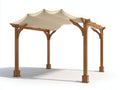 Sonnenschutz Holz 360x300x250 cm - Naturbraun-Cremeweiß - Freistehende Pergola mit Stoffdach