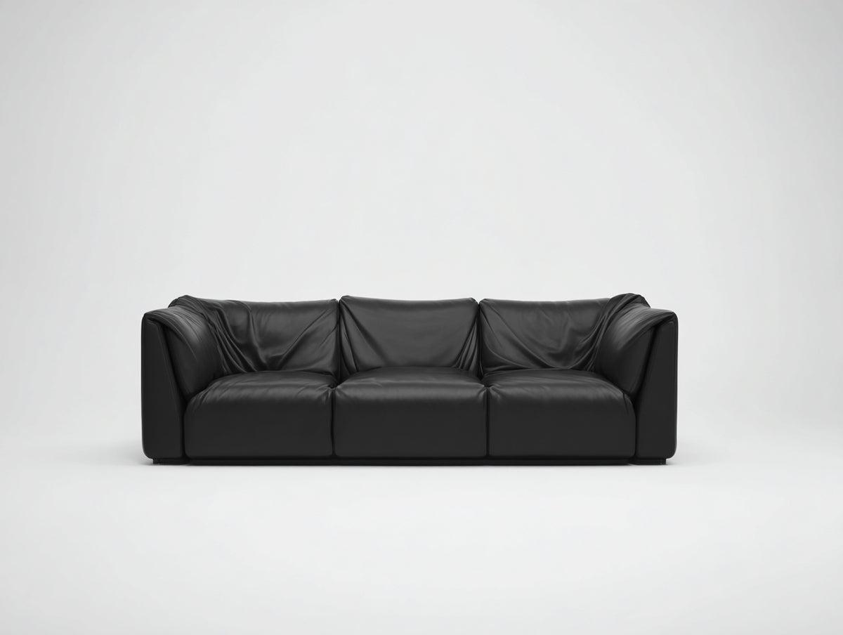 Sofás lineales cuero sintético acolchado 245x94x70 cm - Negro - diseño moderno de tres plazas