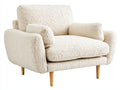 Sessel Bouclé Stoff 105x92x88 cm - Cremeweiß - Gepolsterter Loungesessel mit Holzfüßen