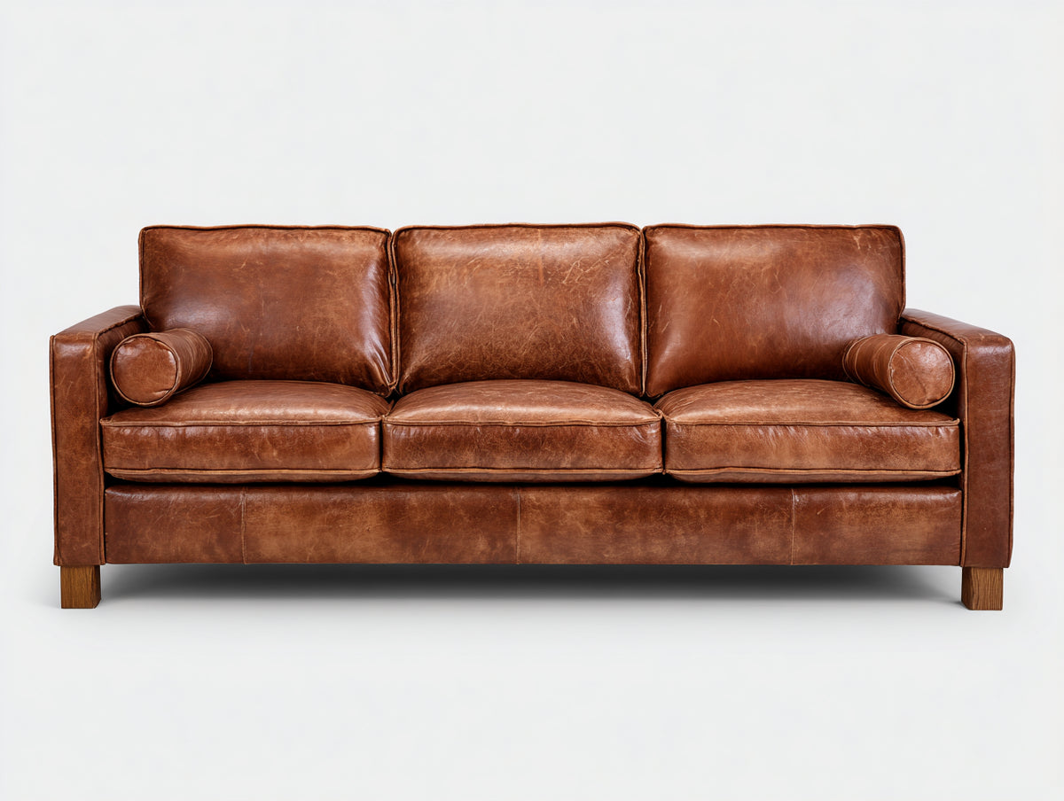 3 Sitzer Sofa 225x90x80 cm - Kunstleder in Braun - modernes Wohnzimmer Sofa