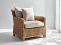 Polyrattan Gartensessel 84x80x88 cm - Naturbraun-Cremeweiß - Gepolsterter Loungesessel mit Holzfüßen