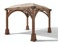 Sonnenschutz Holz 350x300x255 cm - Dunkelbraun-Beige - Freistehende Pergola mit Stoffdach